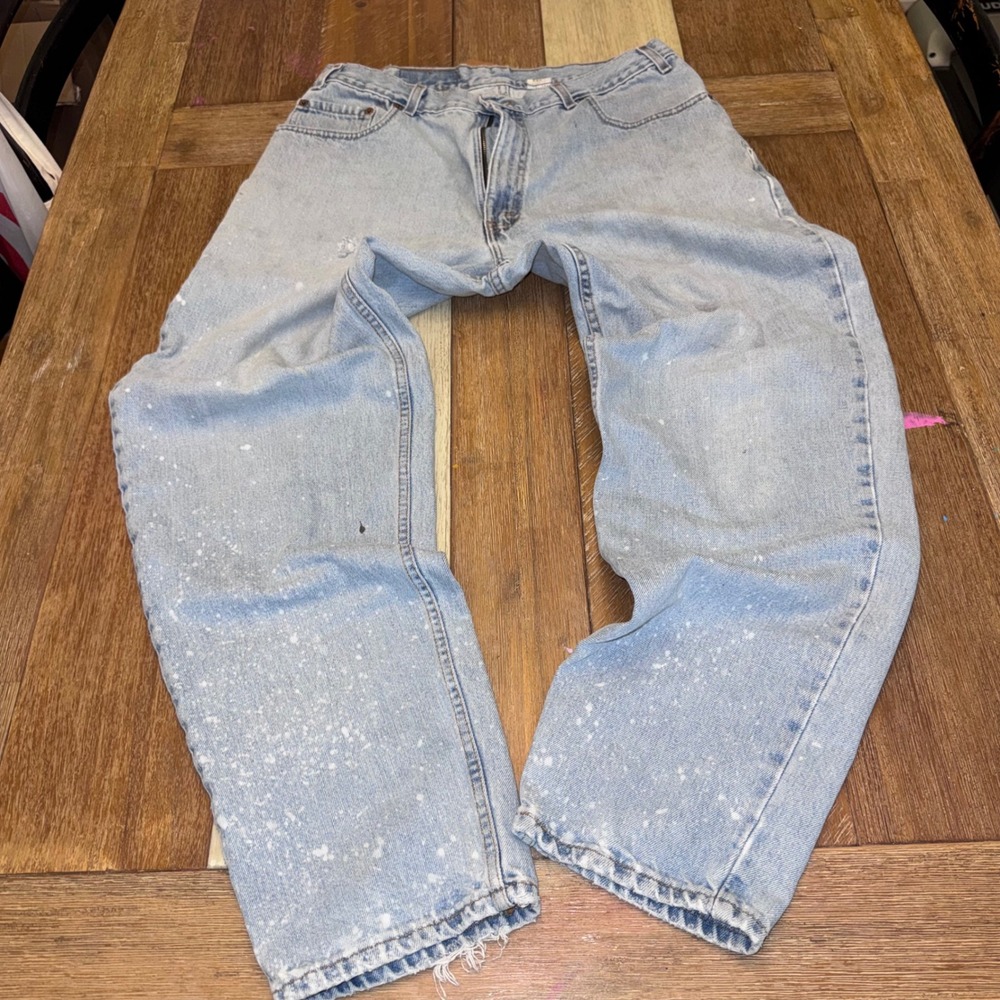 Levis 560 Jeans Mens 36x32 Light Wash Fair Paint Splatter Loose Tapered Vintage